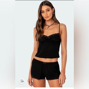 Edikted Black Lace Trim Tank Top